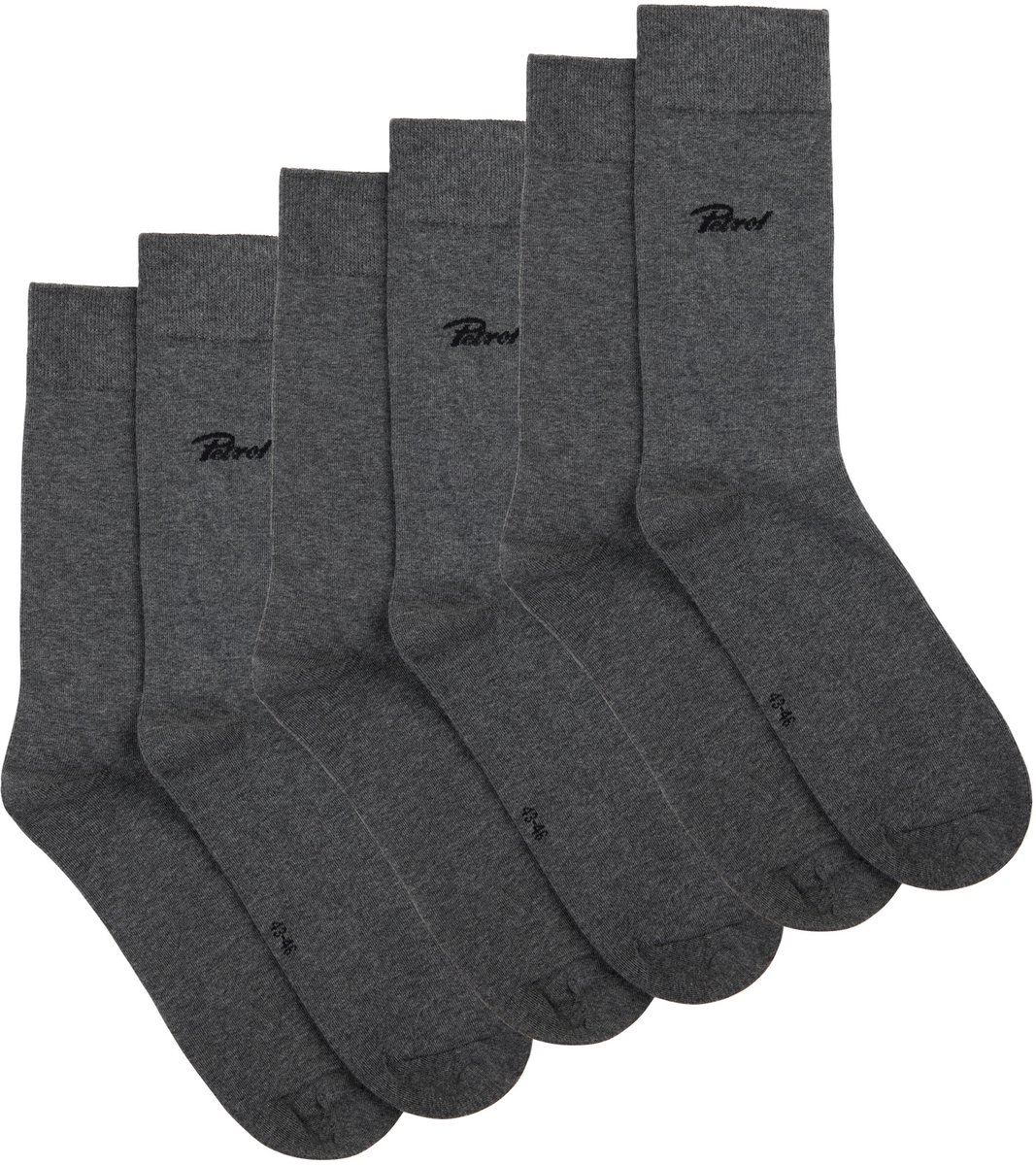 Petrol Industries Heren Sneakersokken - 3-pack Enkelsokken - Sokken - Herensokken - Katoen - Multipack van 3 stuks - Grijs - Maat 43-46