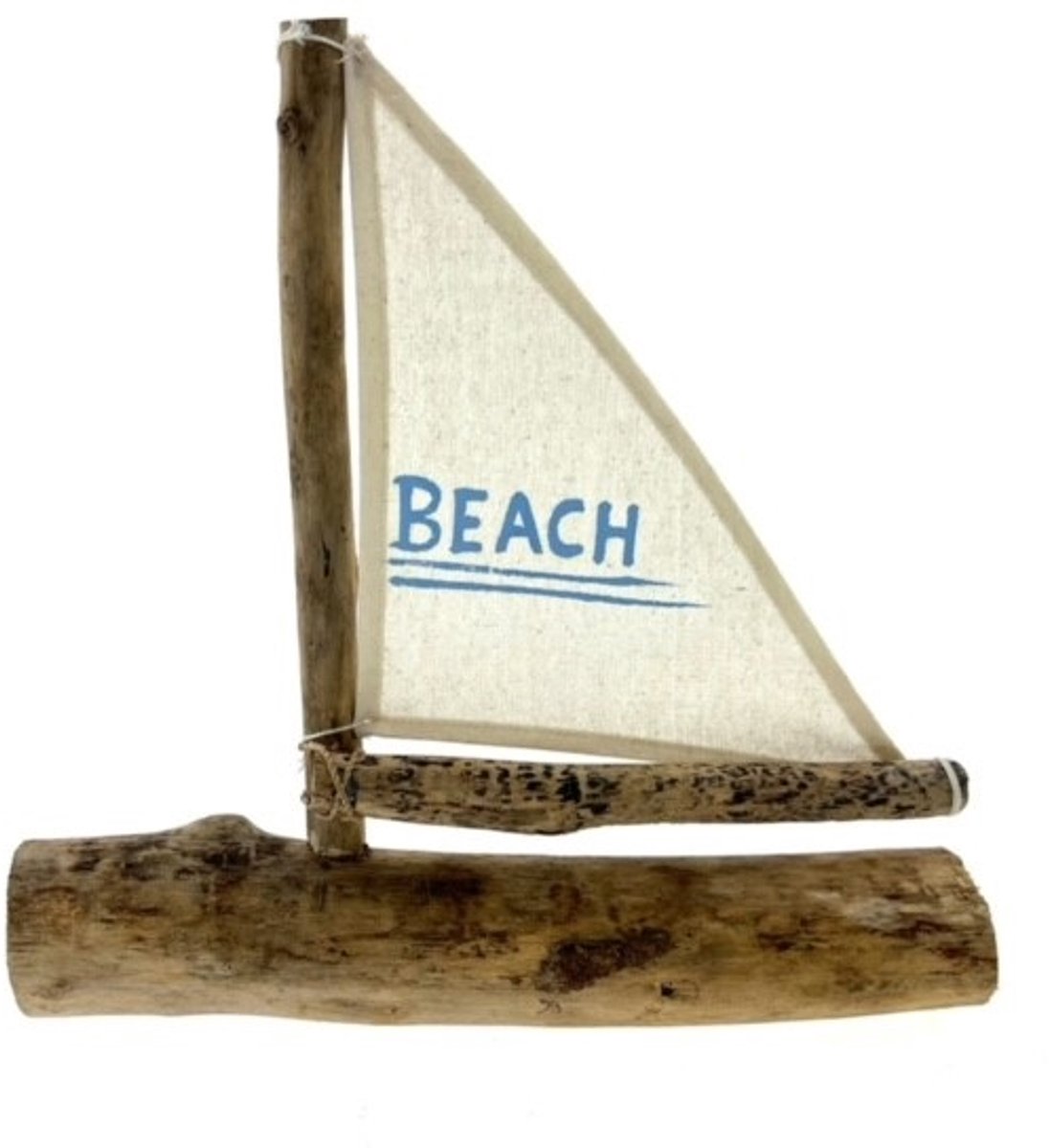 Boot drijfhout Beach met linnen zeil