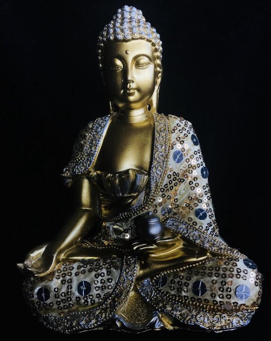 Huiswerk maken fictie Onderling verbinden Zen Boeddha met gekleurd stof kleding .De Boeddha zelf heeft een goud  gekleurde... | bol.com