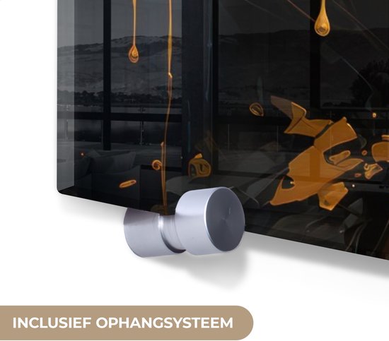 MuchoWow® Peinture sur verre 80x120 cm - Peinture sur verre - Femme - Portrait - Abstrait - Art - Or - Photo sur verre acrylique - Décoration murale murale salon - Décoration murale chambre - Peintures