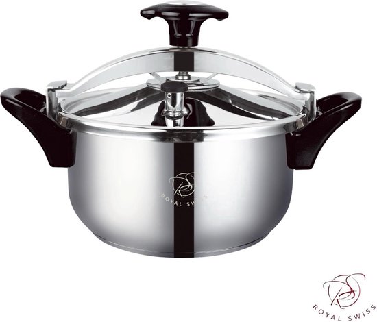 Royal Swiss® Snelkookpan Inductie 6 Liter 24CM – Aluminium Pressure Cooker voor Alle Warmtebronnen – Snelle Kookpan voor Instant Koken