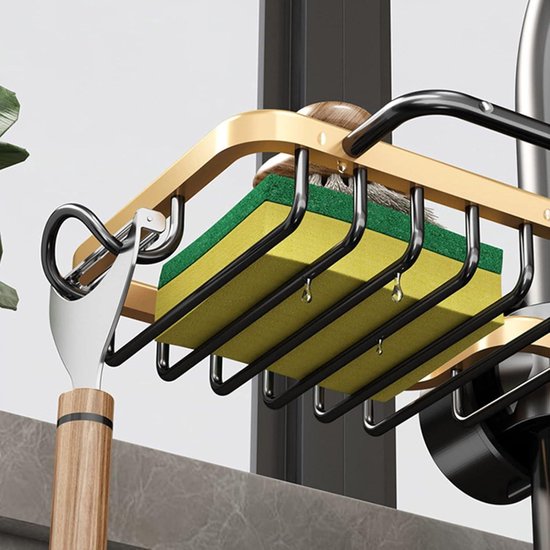 JU YING Gootsteenorganizer Sponshouder Hangende roestvrijstalen doucheplanken Geen