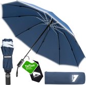 Nohrd Stormparaplu - Blauw - Paraplu Opvouwbaar - Stormbestendig 108 km/h - Stormparaplu's - Automatisch In- en Uitklapbaar - Reflecterend - Paraplu's - Incl. Beschermhoes