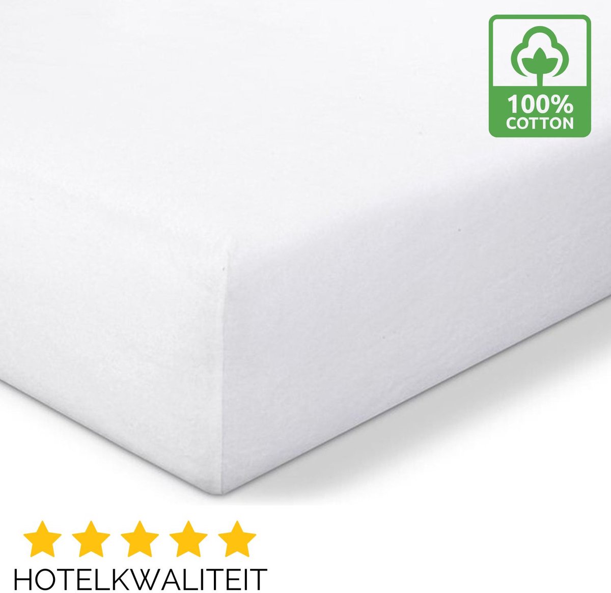 Droomtextiel Molton Hoeslaken - Matrasbeschermer - 160x210 cm - 100% Katoen - Hoge hoek - Hoogwaardige Kwaliteit