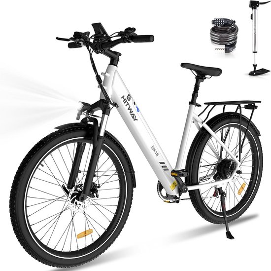 Hitway Elektrische Fiets BK18 - Trendy 27.5*2.8 Inch City Commuter EBike met Afneembare 36V 12Ah Lithium Batterij - Mountain E-Bike met 250W Motor - 7 Versnellingen - IP54 Waterdicht