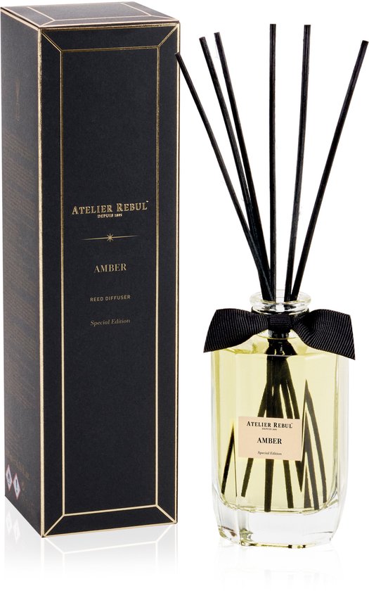 Atelier Rebul Amber - Geurstokjes (200ml) – Warme & Oriëntaalse Kamergeur – Heerlijke Geurverspreider