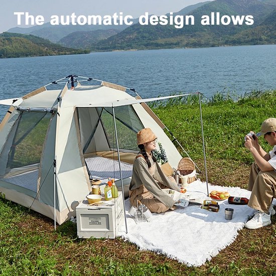 Rustive Kampeertent - Camping Tent - Voor Max. 1 Persoon - Waterdicht - Zonbestendig - Snel Opzetbaar - 210x210x142 cm van Rustive — afbeelding 3