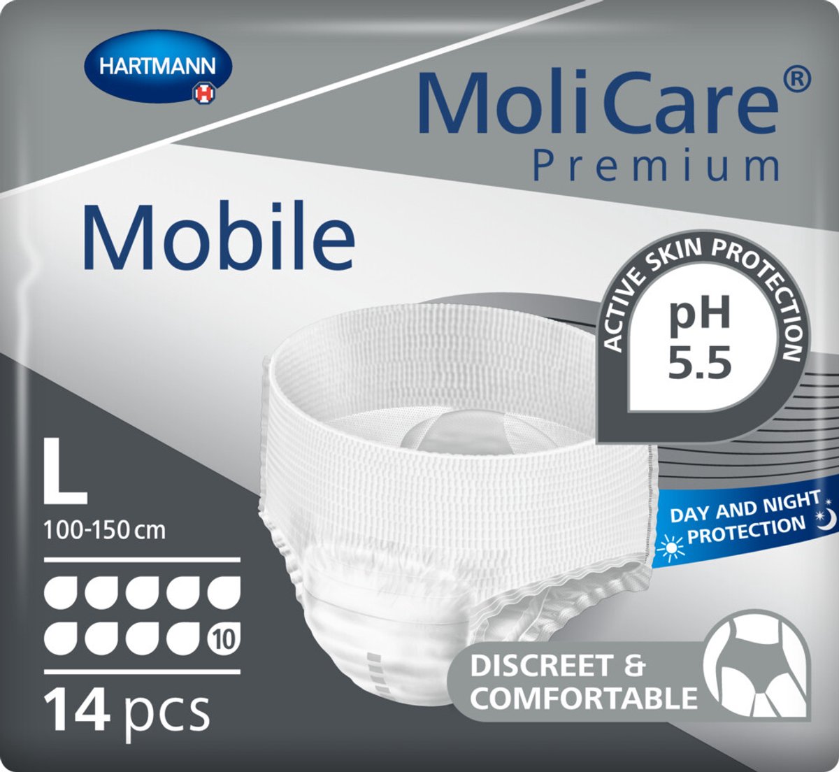 Molicare Premium Mobile 10 Druppels Large 2613 ml Absorptie - 14 stuks