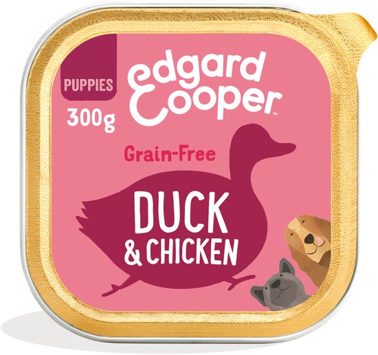 18x Edgard & Cooper Kuipje Honden Natvoer Puppy Hondenvoer Eend - Kip 300 gr