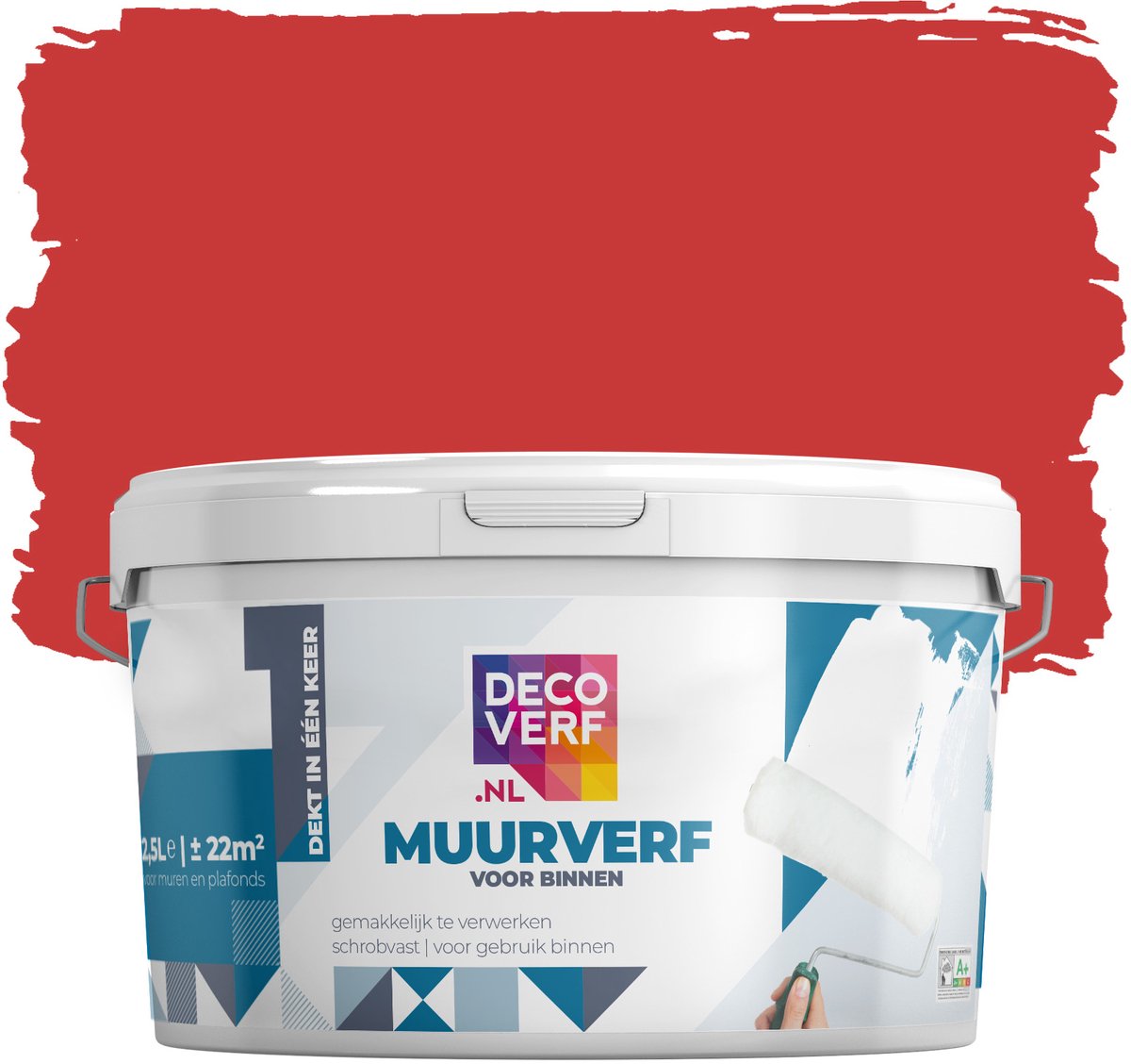 Decoverf muurverf mat vurigrood, 2.5L