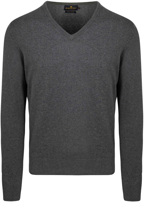 Pull Steppin' Out en Cotton et cachemire, col V, anthracite chiné - Taille S - Homme - Pulls