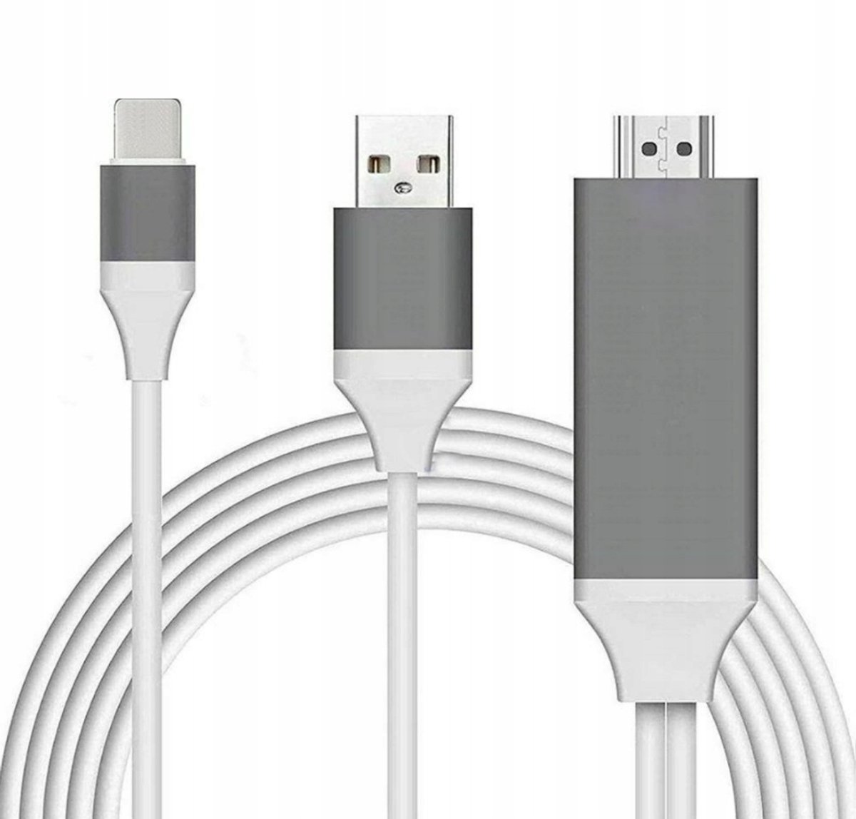 Lightning naar USB A en Digital AV / HDMI Adapter - Zenwire - Digital AV HDTV Converter - Plug&Play - Kabellengte Lightning 200 cm - Kabellengte USB 100 cm - Geschict voor Pod, Phone, Pad -