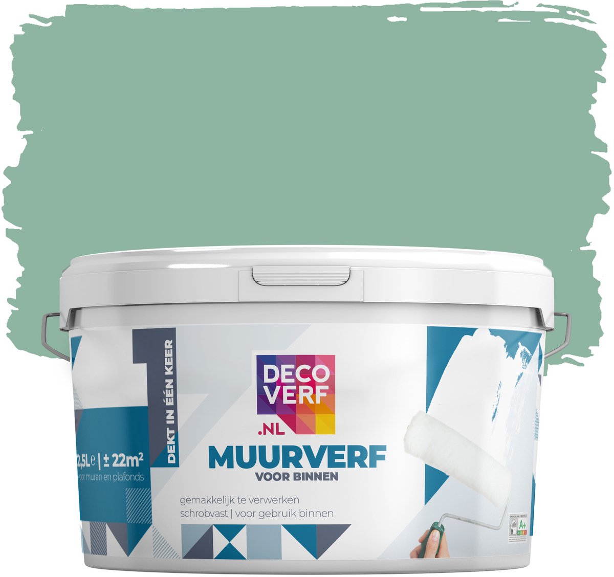 Decoverf muurverf mat kopergroen, 2.5L