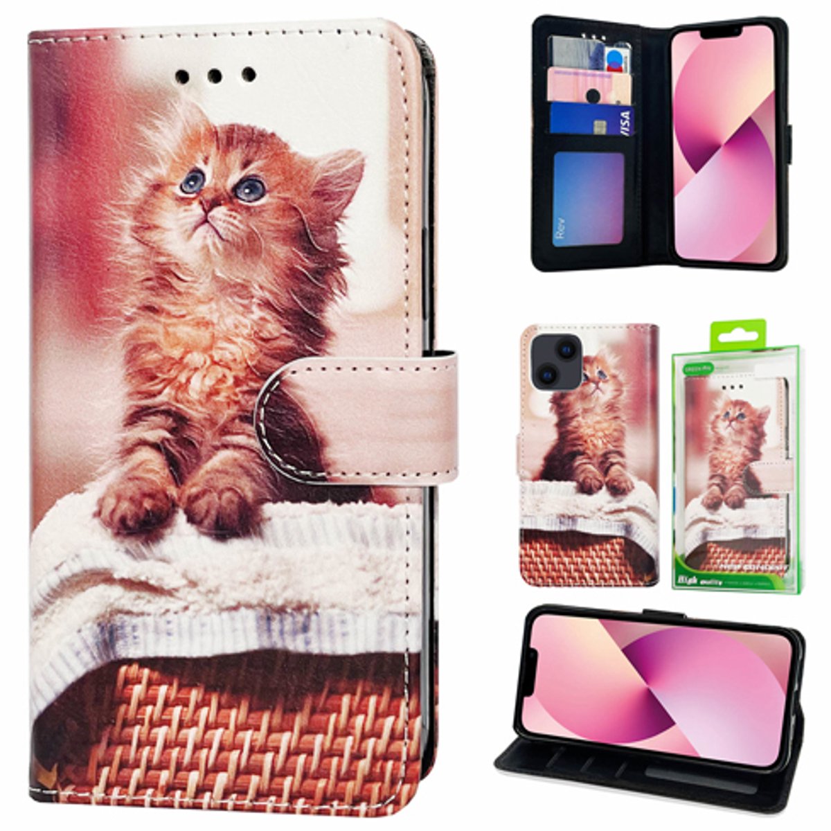 Telefoonhoesje Geschikt voor Samsung S25 Bookcase - Kat Printje - Ruimte voor 3 pasjes