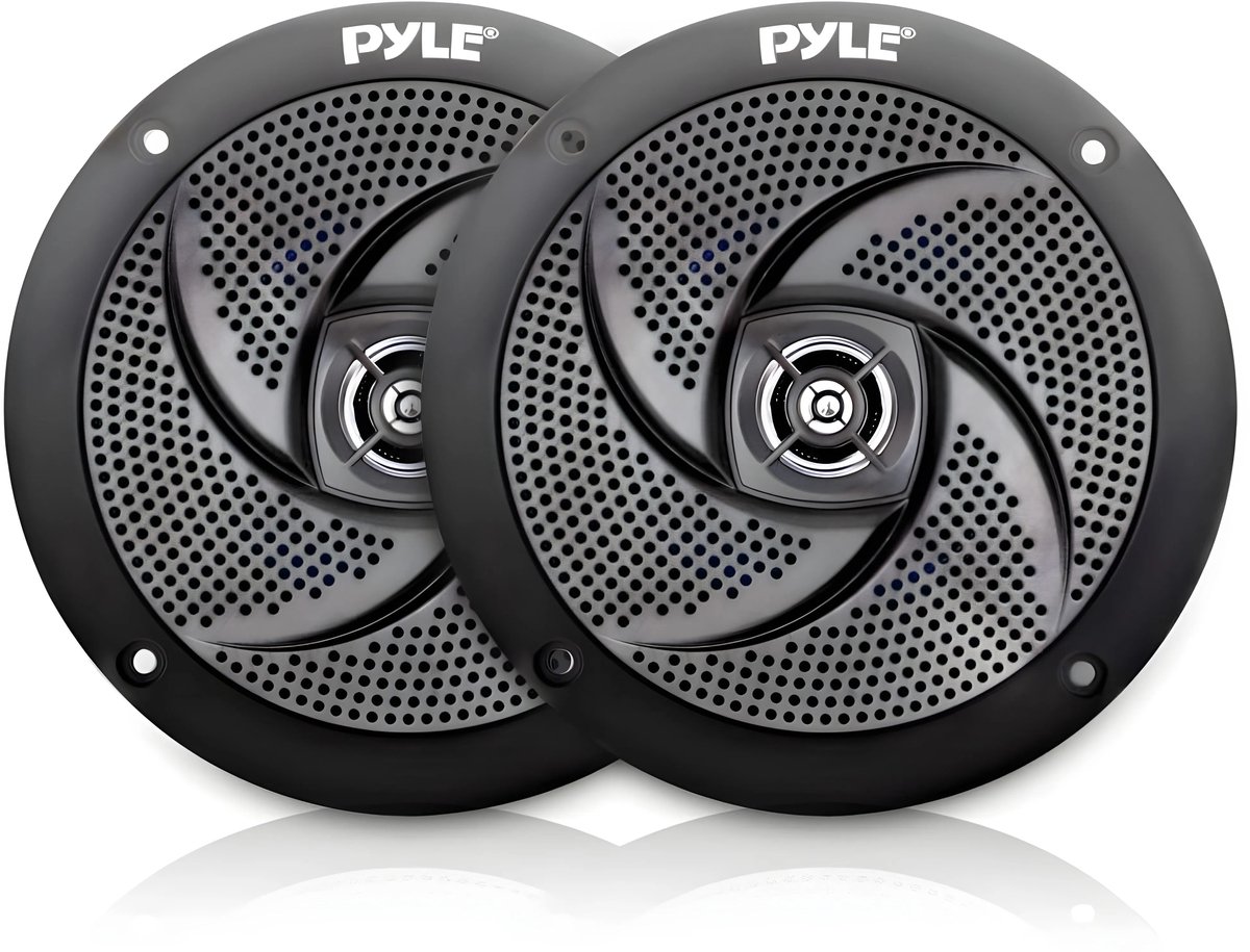 Pyle Marine Luidsprekers – Waterdichte Speakers- Luidsprekers voor Boten - Weerbestendige Buitenluidsprekers- 180 Watt - 1 Paar- Zwart