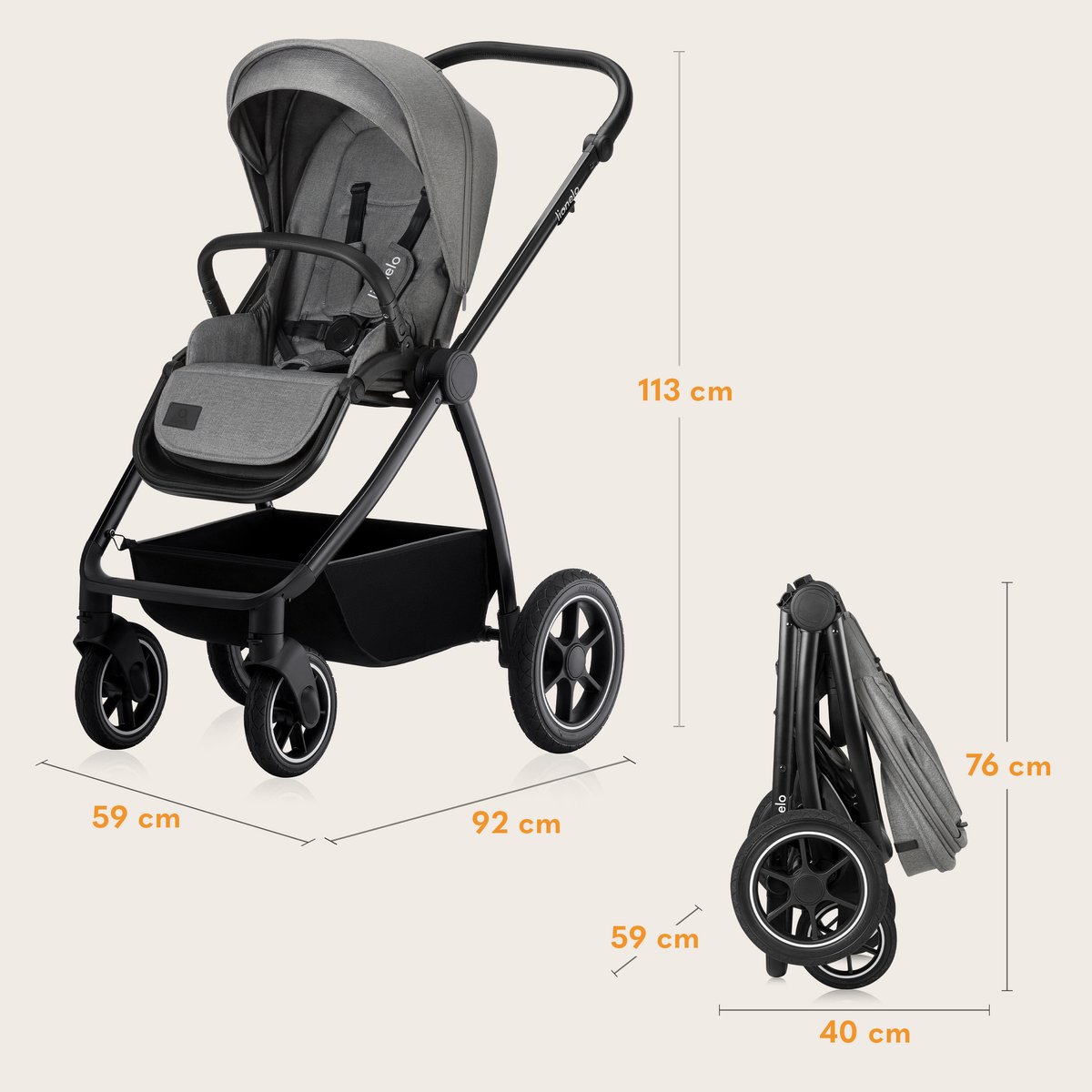 Lionelo Meril 3in1 Kinderwagen met - afbeelding 3