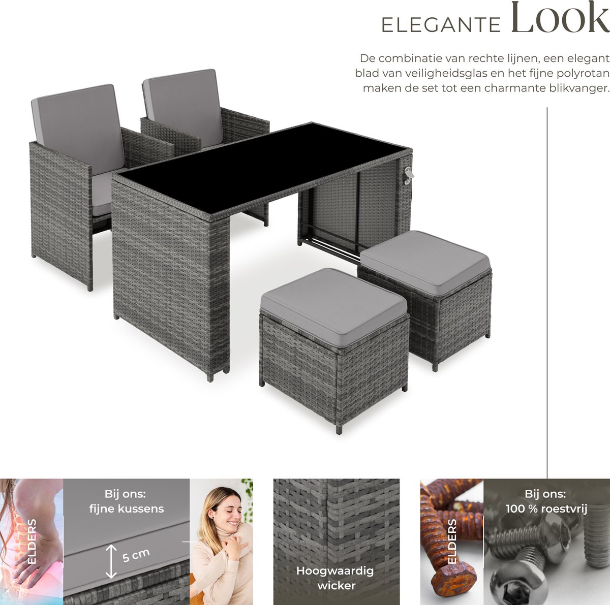 tectake tectake Wicker Loungeset - afbeelding 5