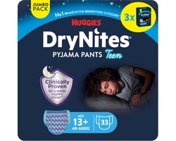 Huggies DryNites luierbroekjes - jongens - 13+ jaar (48 - 60 kg) - 33 nachtbroekjes - Jumbo pack