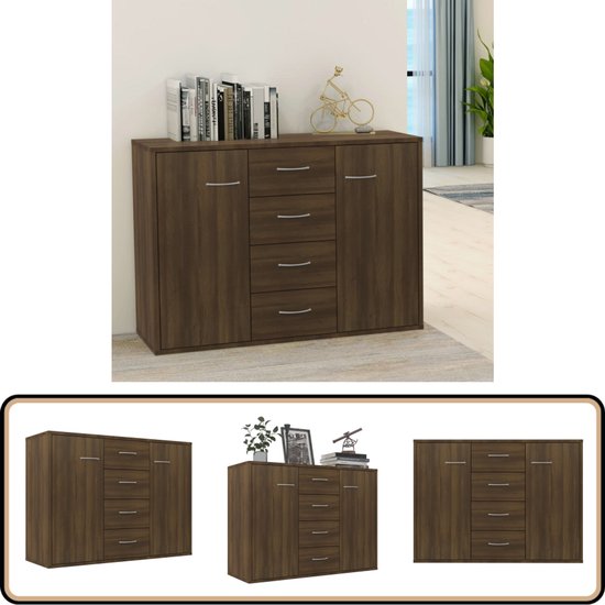 vidaXL Dressoir 88x30x65 cm bewerkt hout bruin eikenkleur