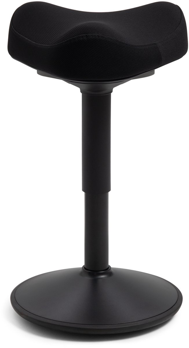 Wobblez® Soothe Wiebelkruk met Zadel - in hoogte verstelbare zadelkruk van 45-65 cm - Zwarte zitting Zwart frame