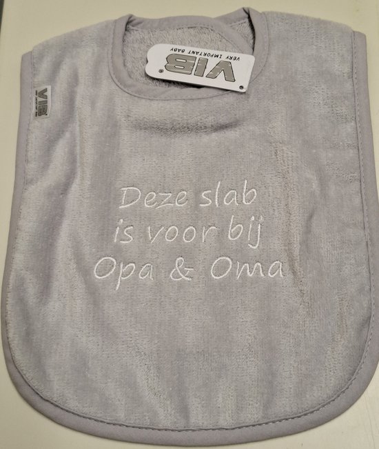 VIB® - Slabbetje Luxe velours - Deze slab is voor bij Opa en Oma (Grijs) - Babykleertjes - Slabbetjes - zwangerschap aankondiging - baby aankondiging van VIB® — afbeelding 2