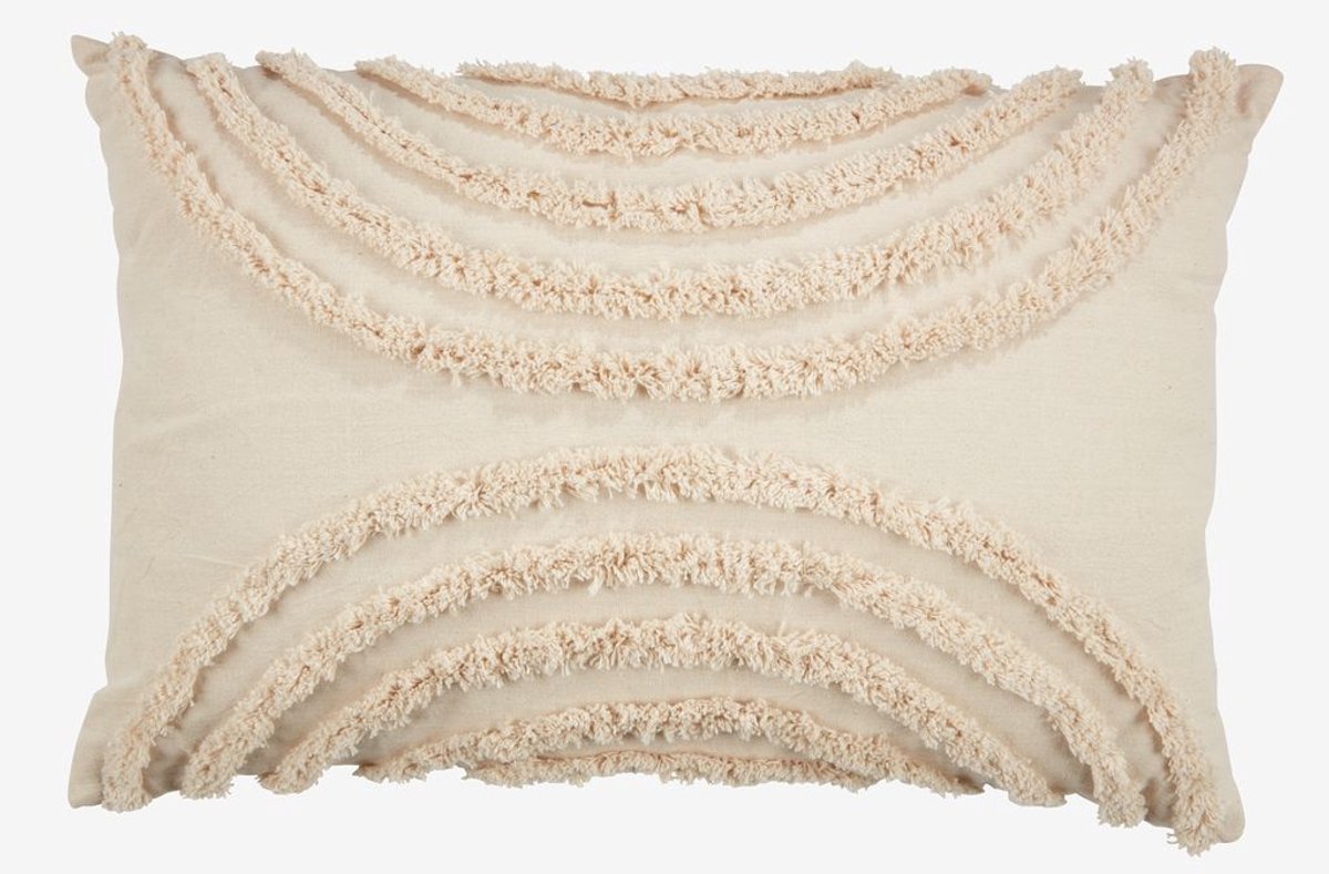 SuperShopper Sierkussen 40x60 cm – Beige – Rechthoek – Inclusief Vulling – Katoen – Met Rits – Decoratief Kussen