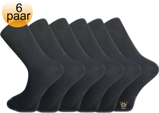 Chaussettes médicales sans élastique - 6 paires - Zwart - Taille 43/46