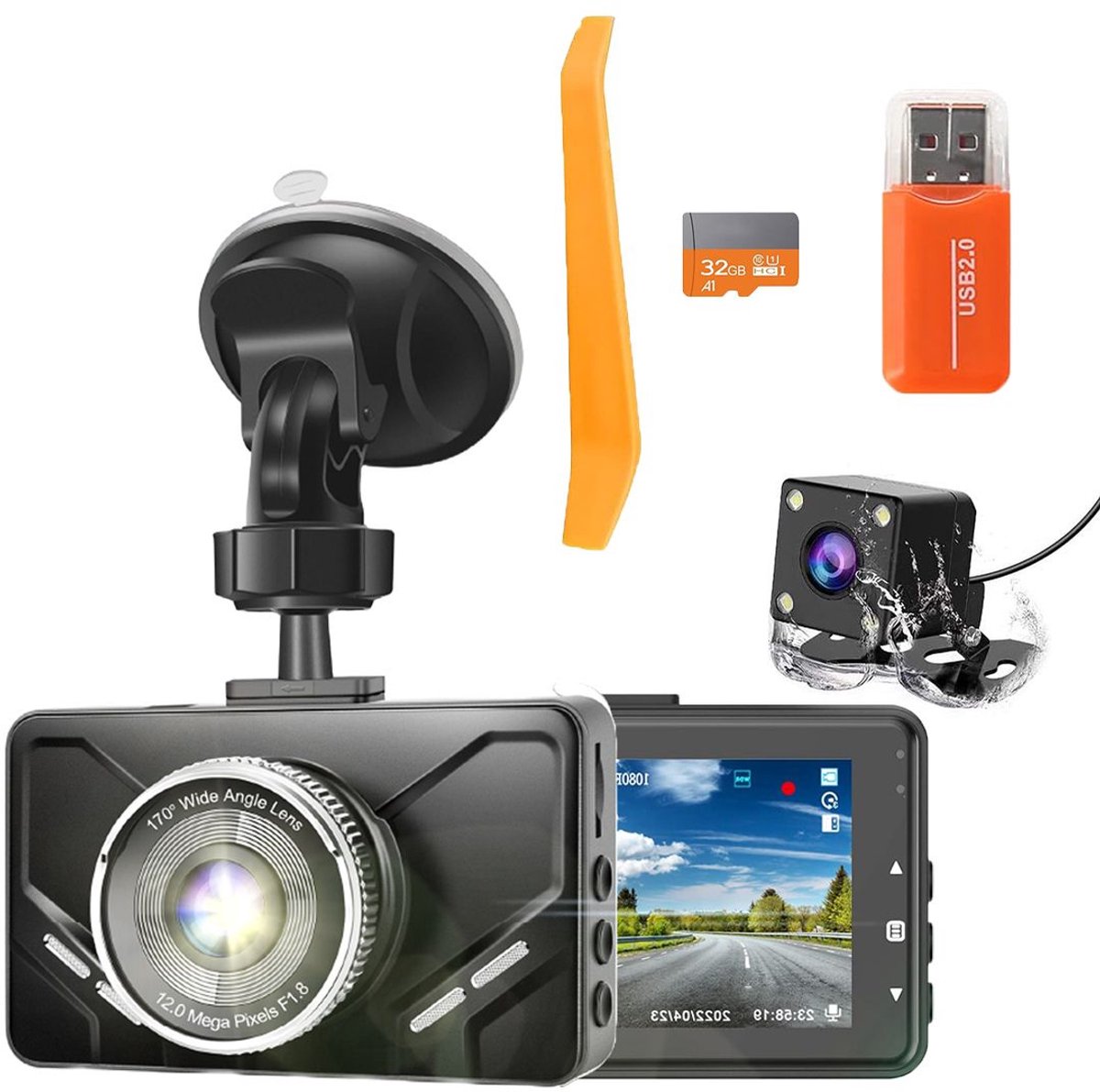 ApexArte® Dual Dashcam - Dashcam voor Auto - Dashcams - Zwart