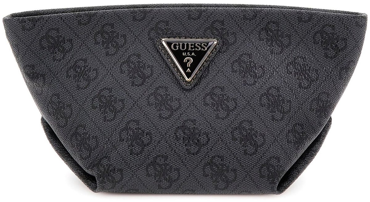 GUESS Toilettas Helina Top Zip Cosmetic Coal Logo Donkergrijs