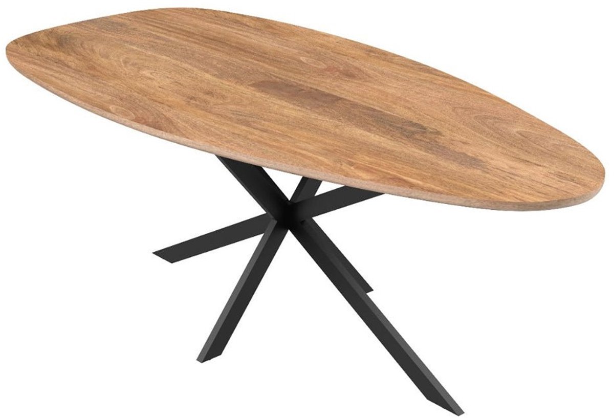 Mangohouten Eettafel Organisch Laura 180x90 cm Mahom Industrieel - Dinertafel van Mangohout & Metaal - Industriële Eettafel