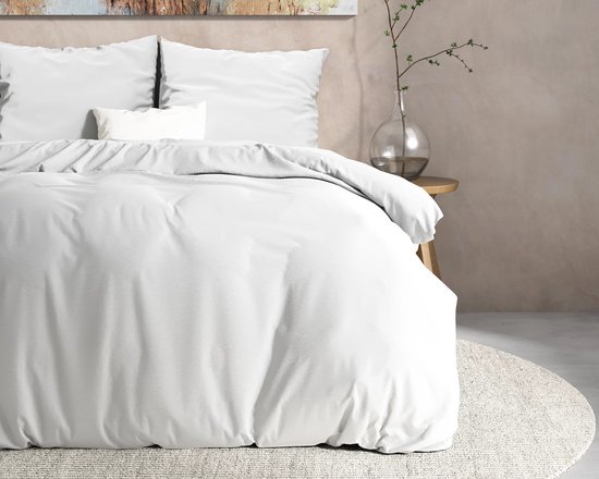 Warme flanel dekbedovertrek uni wit - 140x200/220 (eenpersoons) - heerlijk zacht en comfortabel - luxe uitstraling - donsachtig laagje - ideaal tegen kou - zalig slapen van Luna Bedding. — afbeelding 3