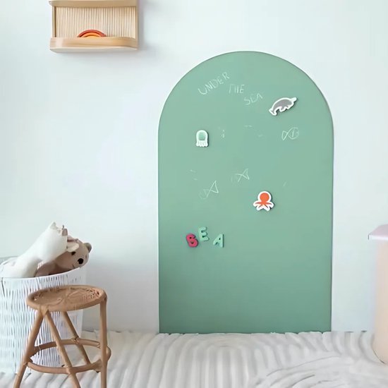 Muursticker magneet met krijtbord functie - 100x80 - Muurboog - Magneet sticker - Magneetbord - groen