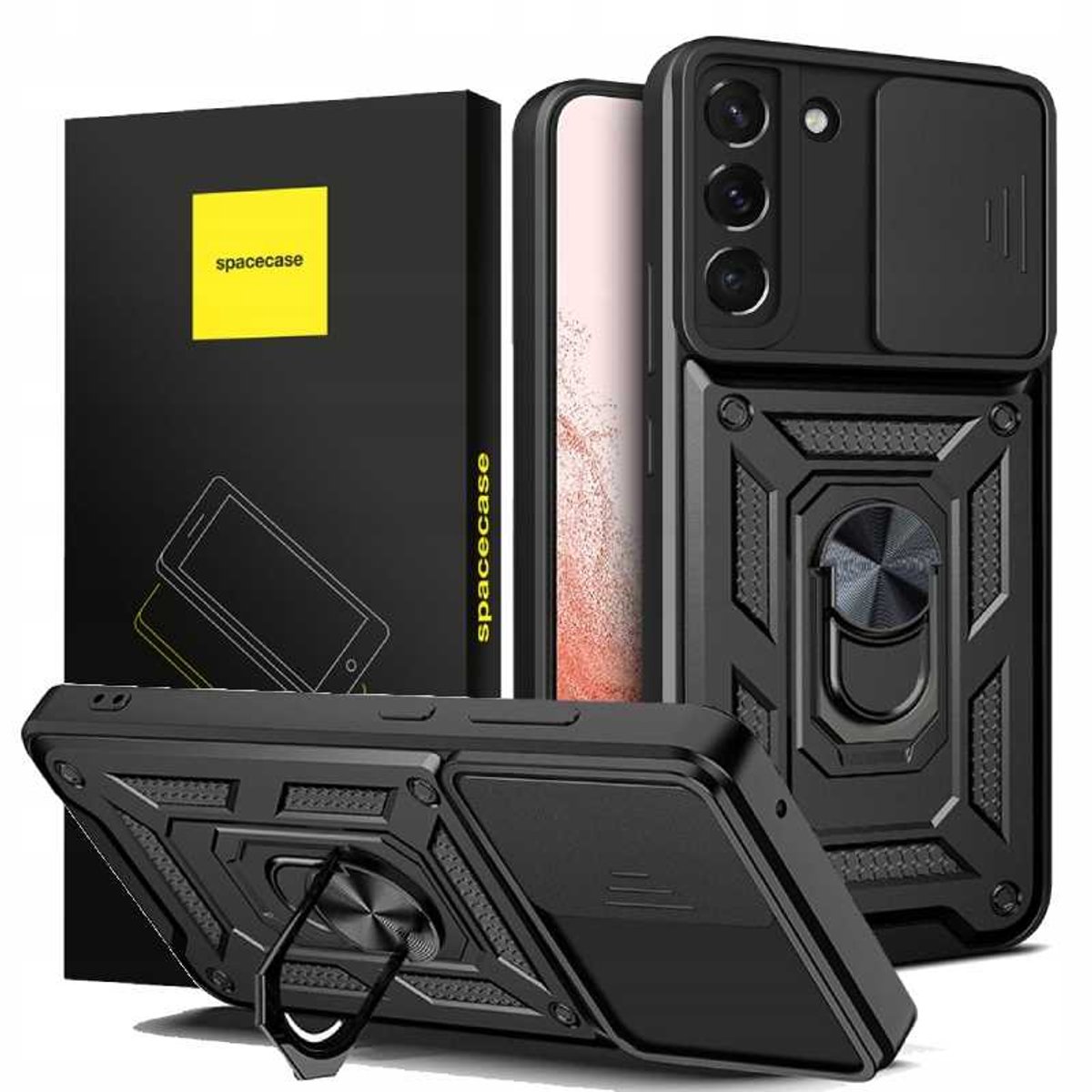 Spacecase Case Cover Voor Samsung Galaxy S22+ Zwarte Telefoon