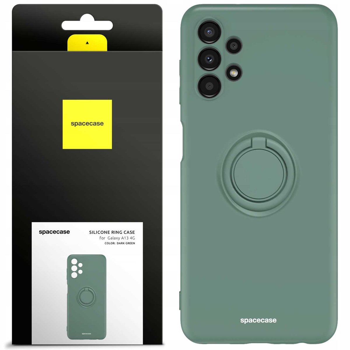 Spacecase Siliconen Case Ring Voor Samsung Galaxy A13 4G Donkergroen