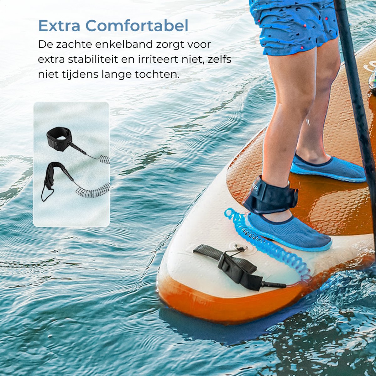 Supper Sup Board - Max. 120KG - Opblaasbaar – Paddle Board – Verstelbare Peddel – Pomp – Vin – Leash – Draagtas – 285 x 76 cm - Oranje – foto 3