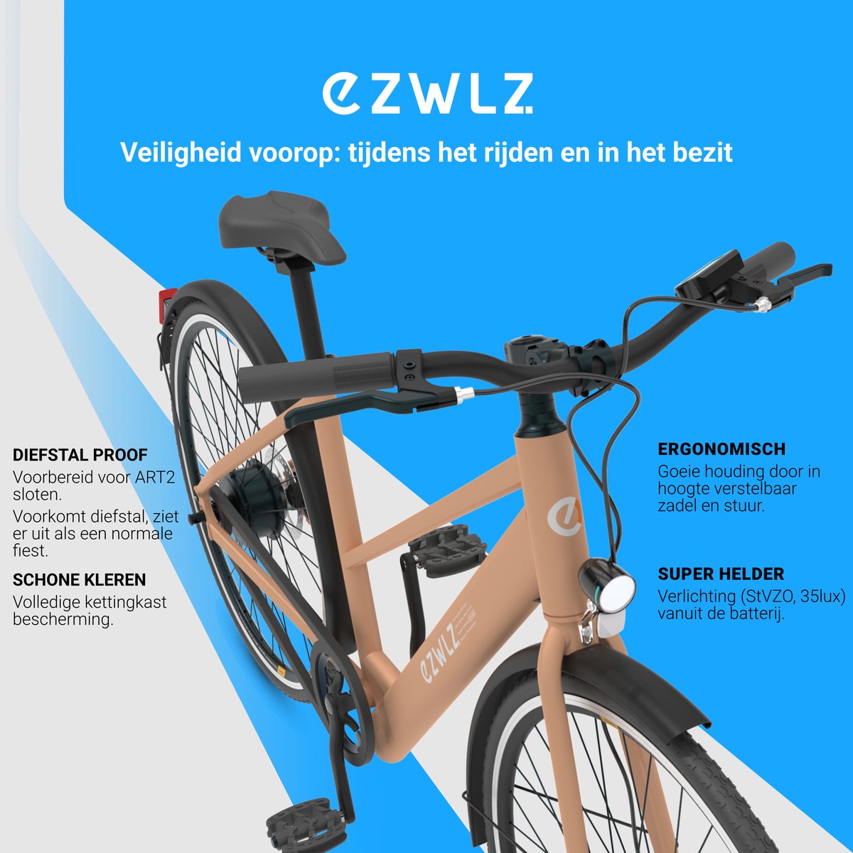 EZWLZ Elektrische Fiets Forenz L - Nederlands Merk - Actieradius 50 km - Yamaha Achterwielmotor - Hybride E-Bike - Panasonic batterij - LCD Display thumbnail 4