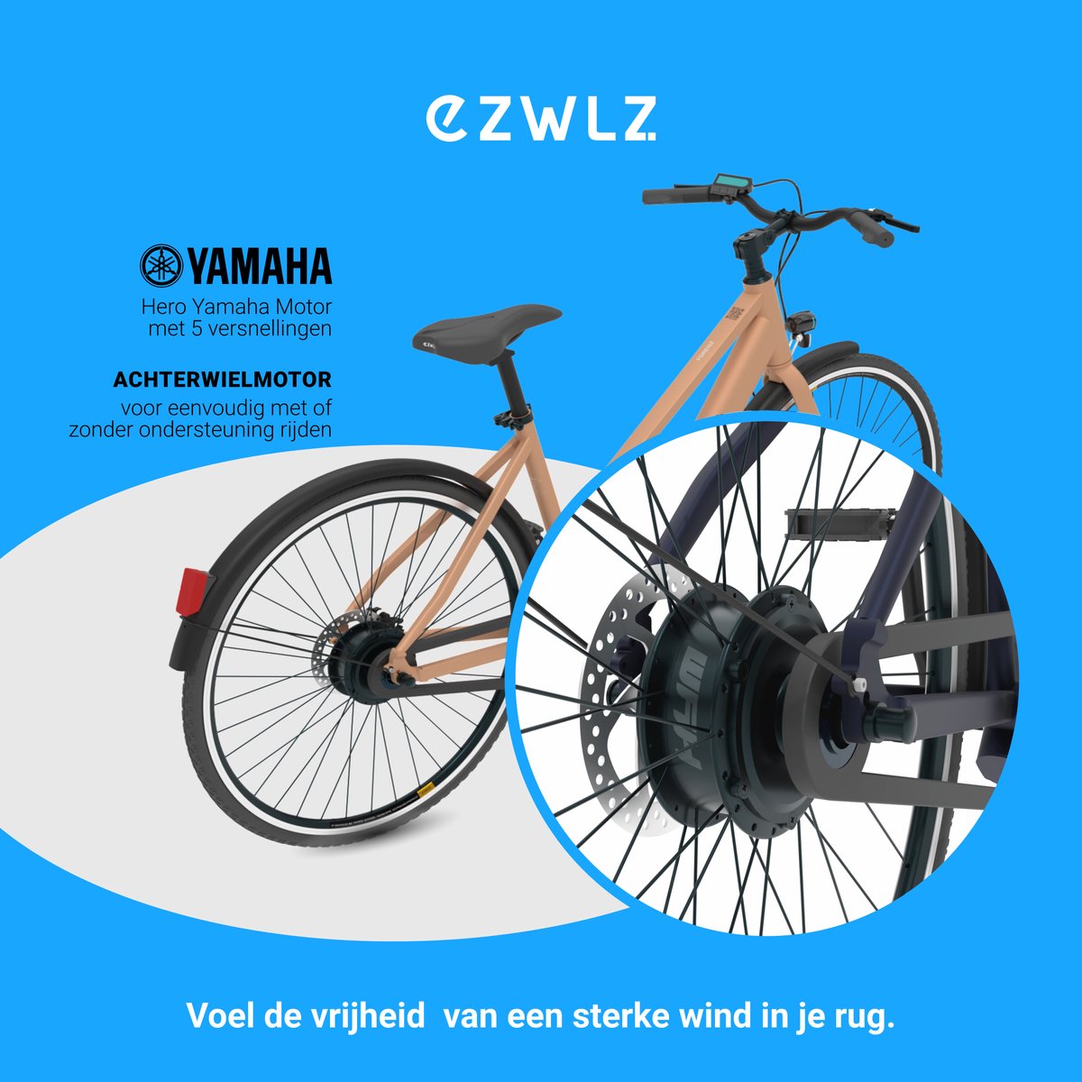 EZWLZ Elektrische Fiets Forenz L - Nederlands Merk - Actieradius 50 km - Yamaha Achterwielmotor - Hybride E-Bike - Panasonic batterij - LCD Display thumbnail 3