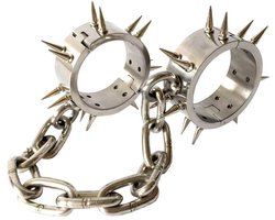 Prolink Novelties® - Handboeien met een ketting verbonden - handcuffs - stainless steel - luxe uitvoering met pinnen