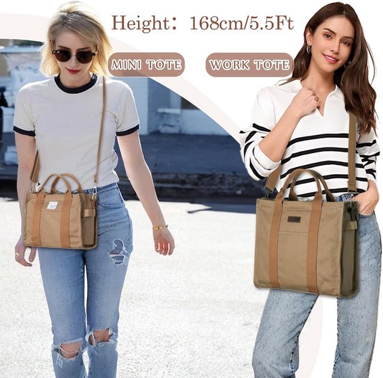 VASCHY Draagtassen voor dames, canvas crossbody-schoudertas