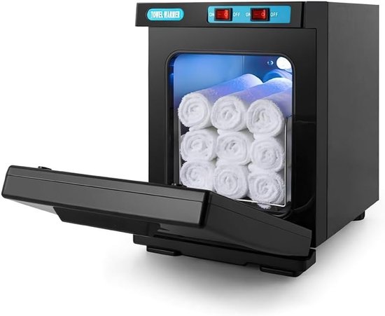Handdoekverwarmer, 10/23L UV-handdoek desinfectiekast, Hete handdoek sterilisatorkast, 360° verwarming handdoeken, 80°C Professionele verwarmingskast voor schoonheid, salon, spa (Zwart