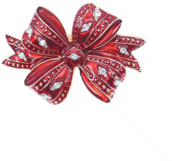 Broche de Noël avec strass - Broche nœud de Noël rouge - Bijoux - LOUZIR