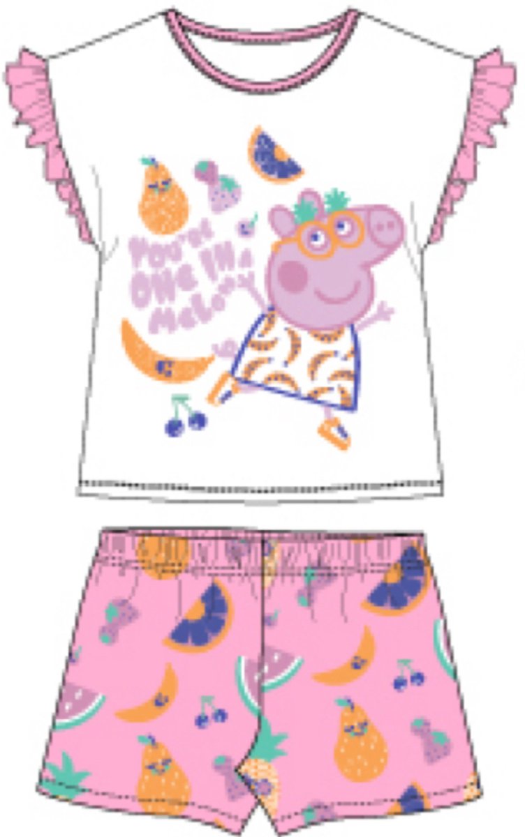 Peppa Pig Pyjamaset Katoen Wit Maat 116