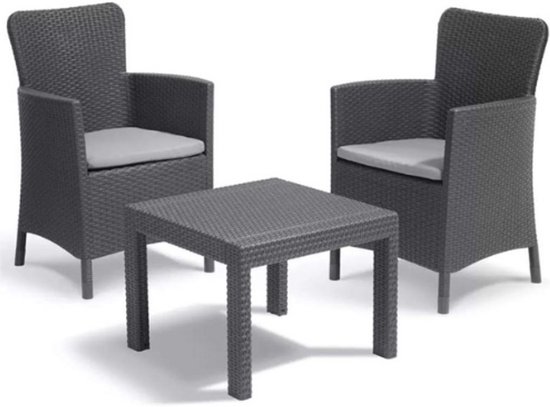 TangXiaoQi Antieke gegoten aluminium taverne-set, 3-delige set, tuinmeubelset met twee stoelen en ronde tafel, decoratief design, bronzen look (blad