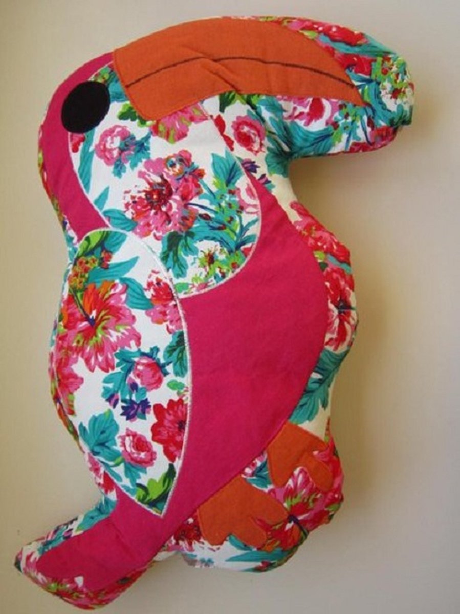 ZoeZo Design - Sierkussen - Papegaai - 50 x 32 cm - multi - roze - groen