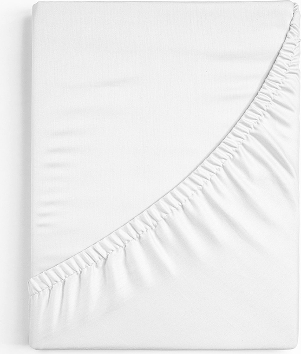 Dreamers Den 100% Biologisch Katoensatijn - Katoen Satijn - 100% GOTS Gecertificeerd Biologisch Katoen - Topper Hoeslaken - Wit - 90x220 cm