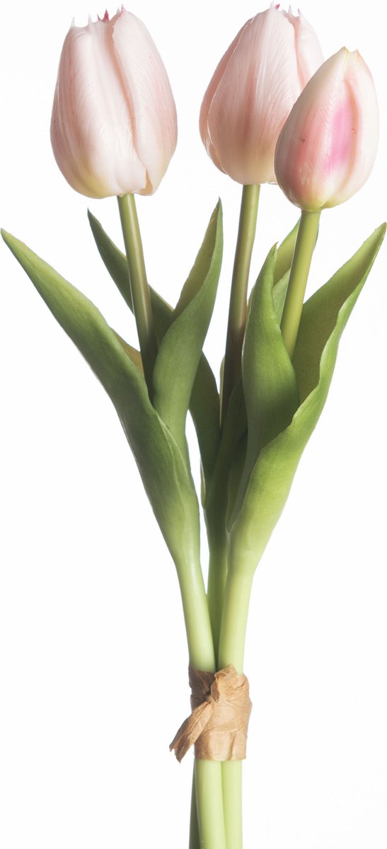 Kunst tulp bundeltje van drie l. pink