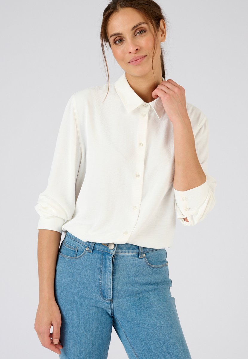 Damart - Effen blouse in reliëfstof - Dames - Wit - 44