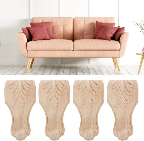 4 stuks 15 cm massief houten bankpoten - duurzame zwarte vervangende poten voor bank dressoir kast - stijlvolle meubelpoten voor moderne woondecoratie