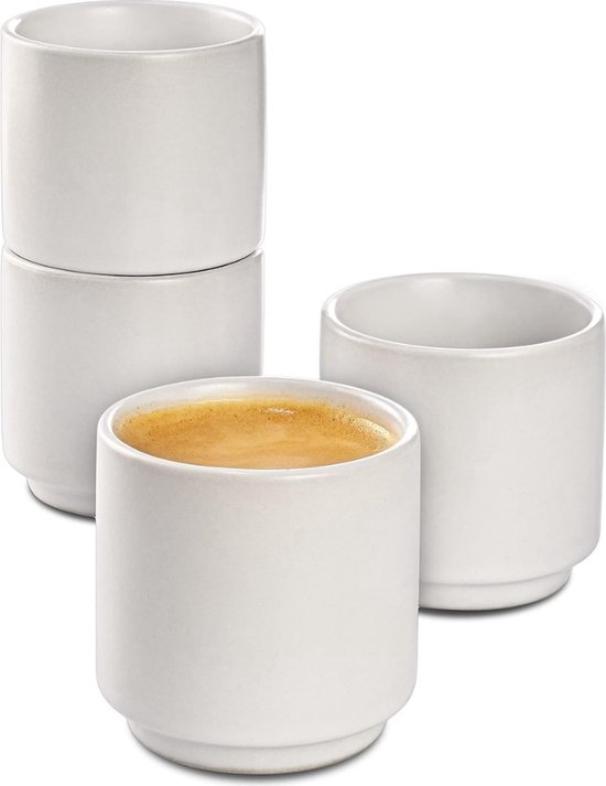 Keramische espressokopjes, 140 ml espressokopjes, set van 4, handgemaakte espressobeker, 2,75 inch espressomokken, veelkleurige Demitasse-kopjes, magnetron- en vaatwasmachinebestendige espressomokken