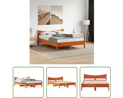 vidaXL Houten Bed - Massief Hout Bed Frame - Bedframe zonder matras massief grenenhout wasbruin 120x200 cm - Grenenhout Bed - Tweepersoons Bed - Slaapcomfort
